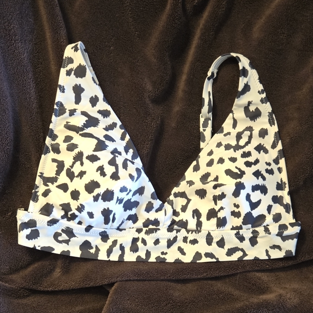Aerie Lightly Lined Leopard Print Bikini Top